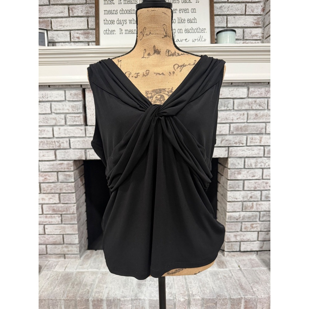 ALYX Twist Front Tank Top‎ Womens XL Black Draped Sleeveless Knot Quiet Luxury